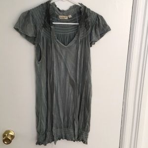 Boho green mini dress